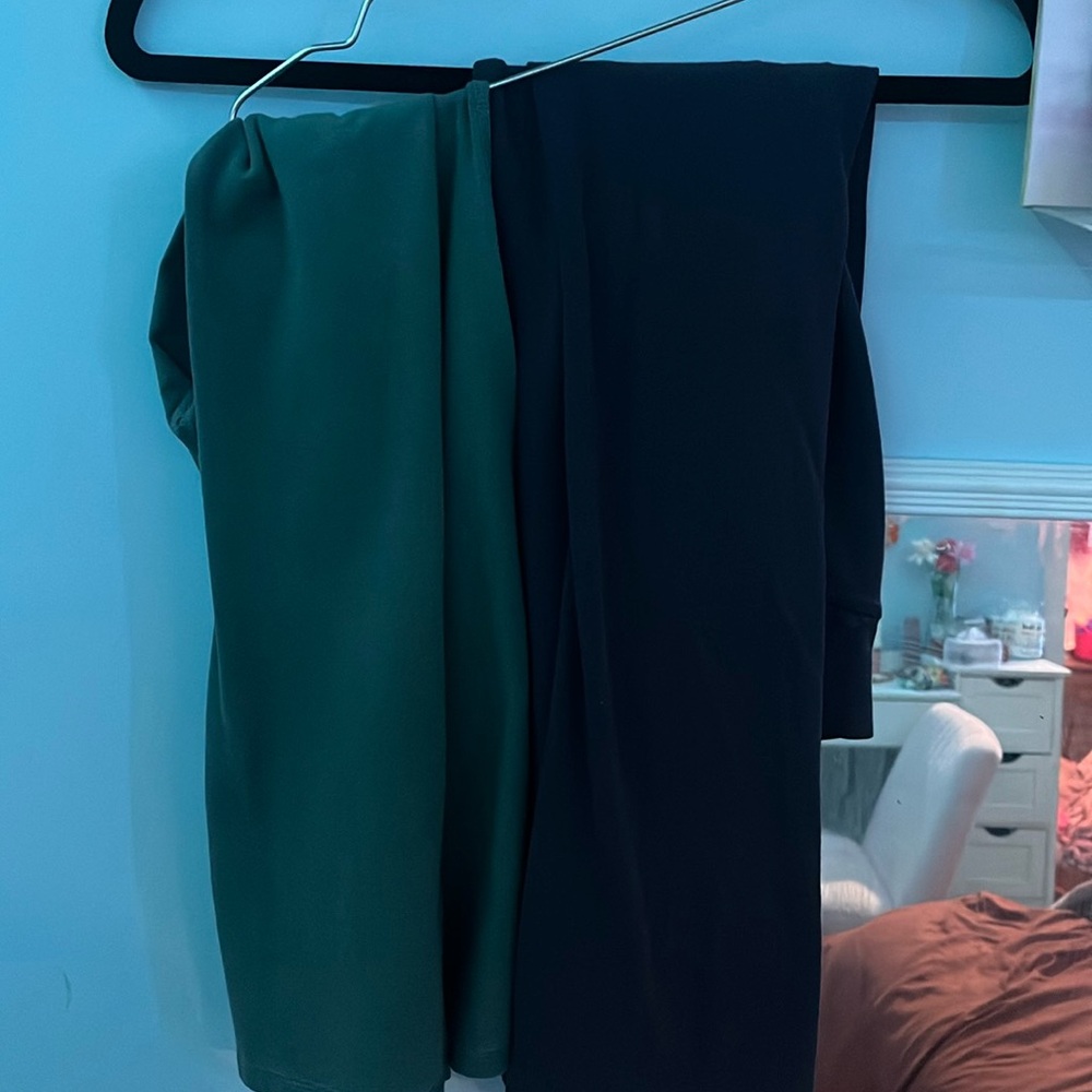 Flared leggings pack of tow, green and purple